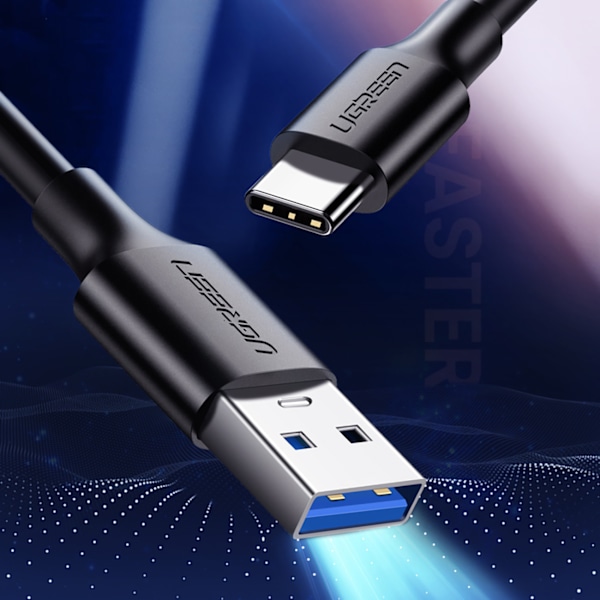 Ugreen US184 20882 USB-A 3.0 till USB-C Kabel 3A 1m - Svart