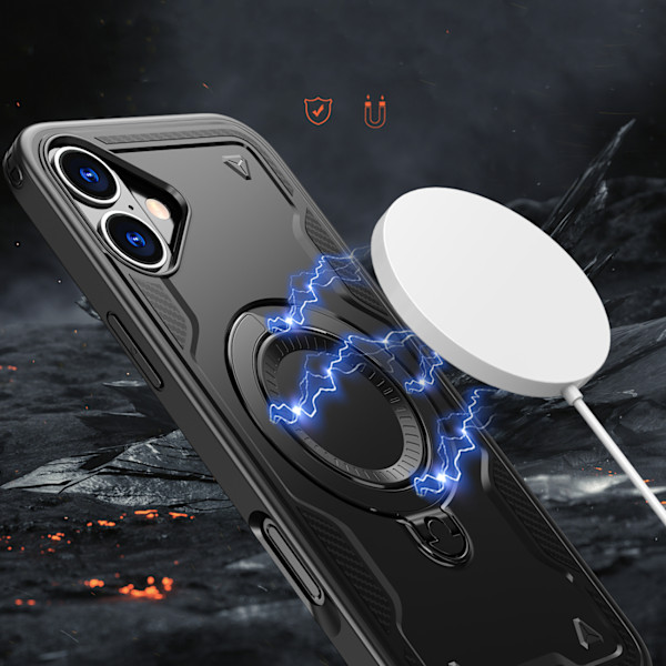 Hybrid Armor Fodral med MagSafe för iPhone 16 - Svart