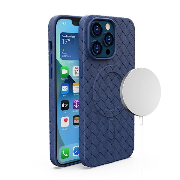 Vävd MagSafe-skal för iPhone 15 - Marinblå
