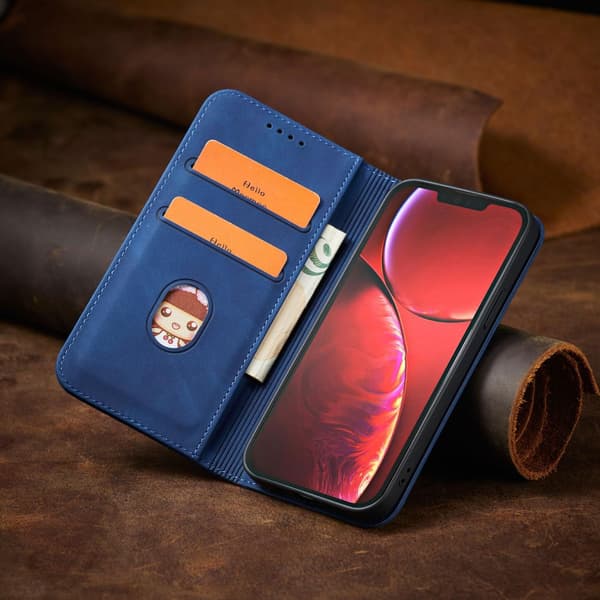 Magnetiskt Stilfodral för iPhone 14 Plus - Blå Plånboksdesign me