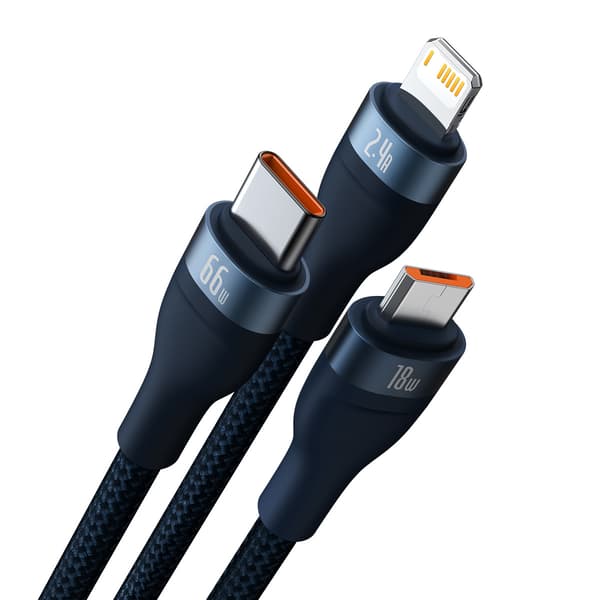 Baseus Flash Series II 3-i-1 Snabb laddningskabel USB-A till USB