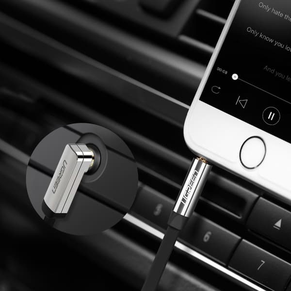 Ugreen Platt Ljudkabel AUX 3/5 mm Mini Jack 2m Silver (10599)