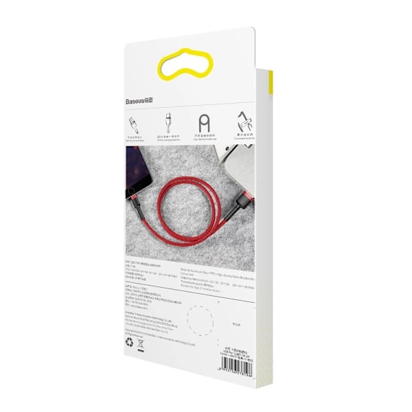 Baseus Cafule USB-A till Lightning Kabel 1.5A QC 3.0 2m - Röd