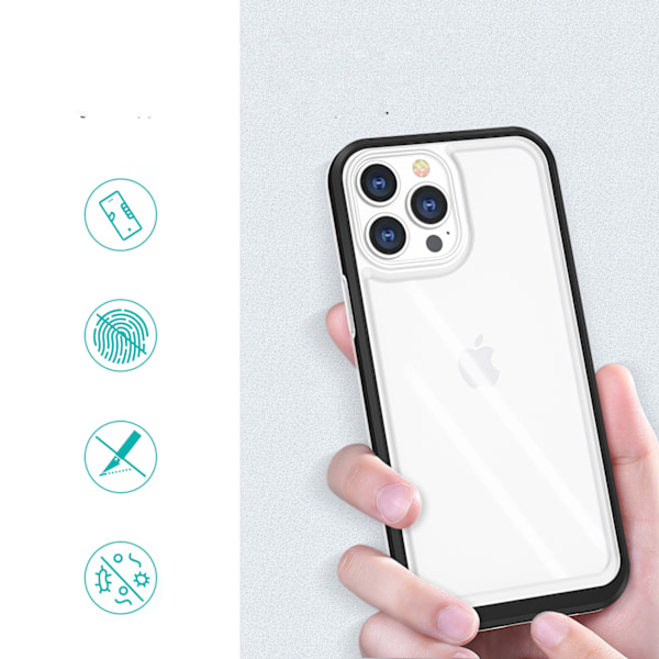 Transparant 3-i-1 fodral för iPhone 13 Pro - Gelställ med svart