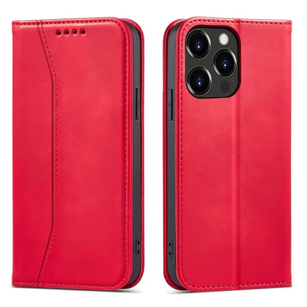Magnetiskt Elegant Fodral för iPhone 14 Plus - Rött Flipplåda/ P