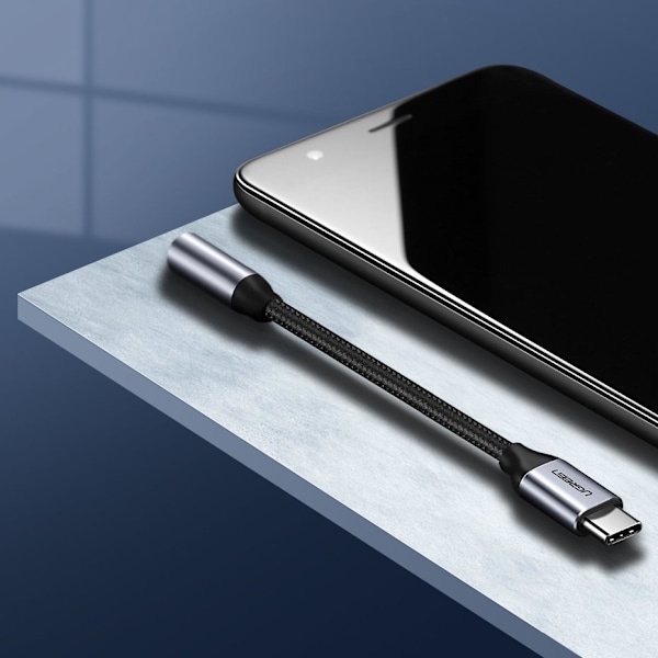 Ugreen Adapter för Hörlurar 3/5 mm till USB Typ C 10 cm Grå (306