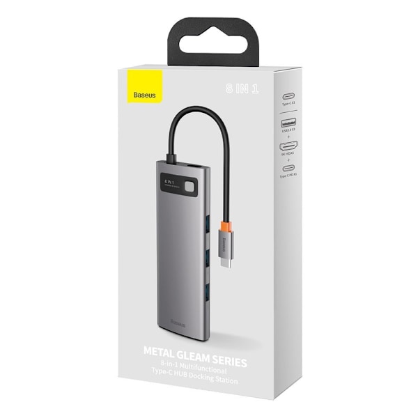 Baseus Metal Gleam 8-i-1 USB-C Hub - 100W PD/ 4K HDMI/ SD/microS