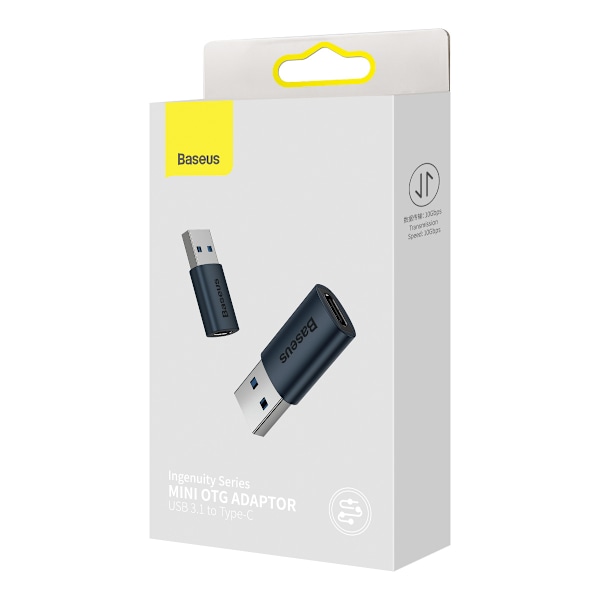 Baseus Ingenuity Mini Adapter USB 3.1 OTG till USB-C Blå (ZJJQ00