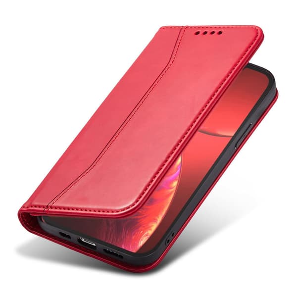 Magnetiskt Elegant Fodral för iPhone 14 Plus - Rött Flipplåda/ P