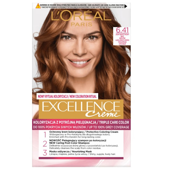 L'Oreal Paris Excellence Creme Hårfärg 6.41 Ljus Bärnsten Brunt