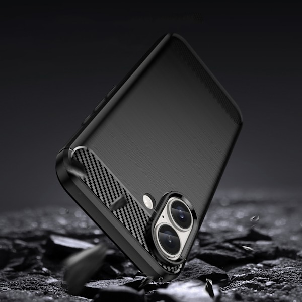 Silikonfodral Carbon Case för iPhone 16 - Svart