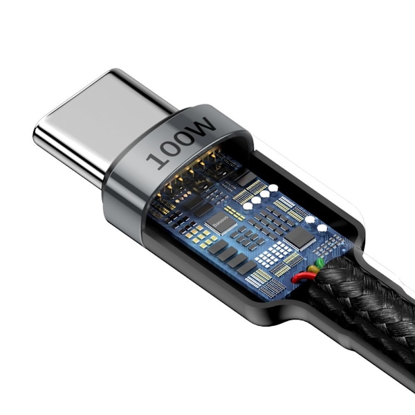 Baseus USB-C till USB-C Kabel 100W PD QC 5A 2m - Grå