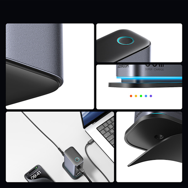 Joyroom JR-TCM02 Multiladdare GaN 65W EU 4x USB-C 2x USB-A - Mör
