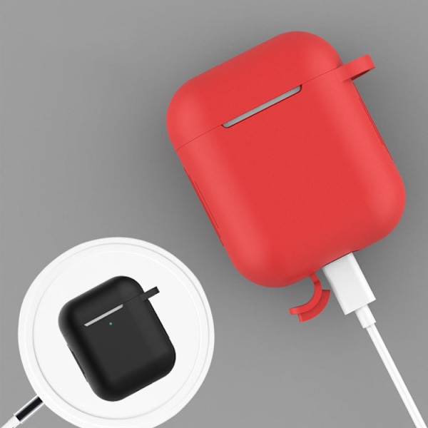 Silikonfodral för AirPods 2/1 med karbinhake - Blå