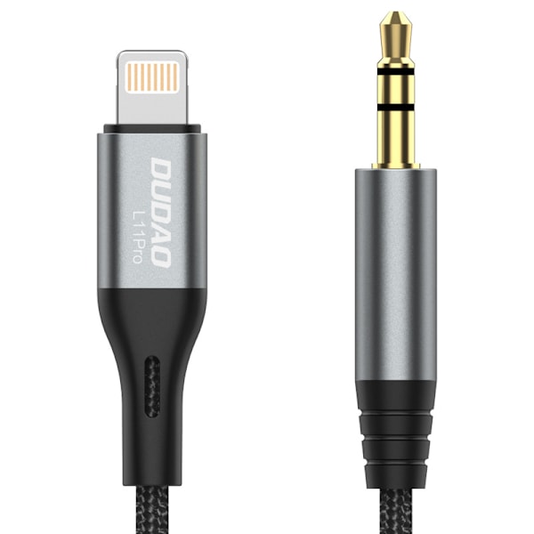 Dudao L11PRO Audio Kabel Lightning till 3.5mm Mini Jack 1m – Grå