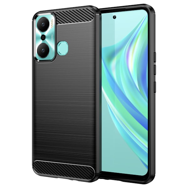 Infinix Hot 20 Play Flexibelt Kolfiber Skal i Svart/ Silikonskyd
