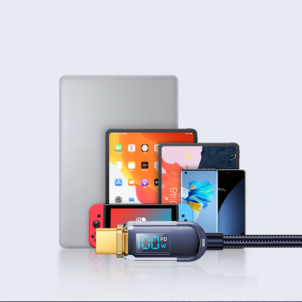 Joyroom A4 USB-C till USB-C 100W Kabel 1/2m med Display - Blå