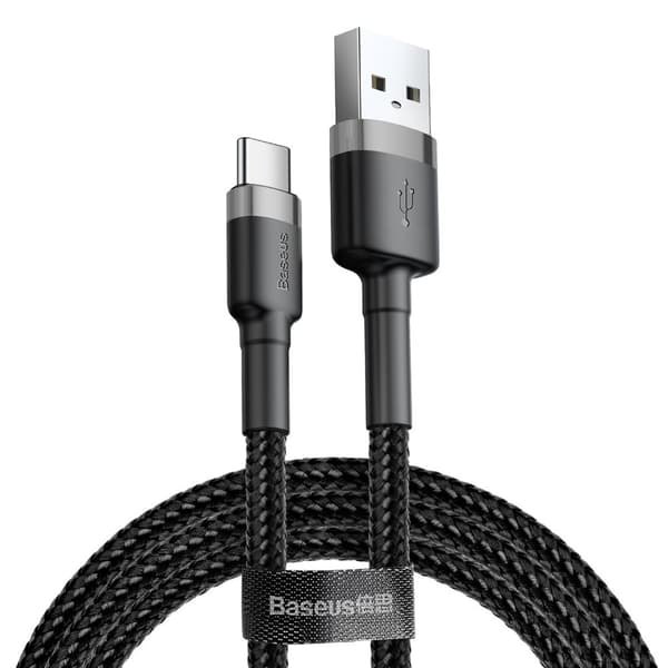 Baseus Cafule USB-A till USB-C Kabel/ QC3.0/ 2A/ 3m - Grå/Svart