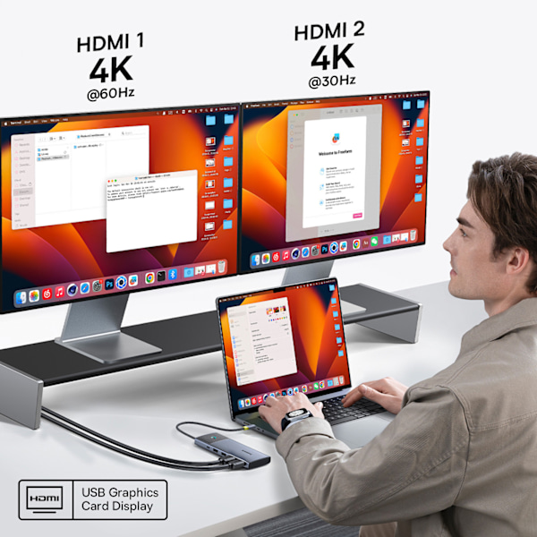 Baseus Metal Gleam Series II 7-i-1 USB-C Hub med PD100W/ 2x HDMI