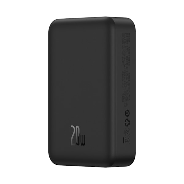 Baseus Magnetisk Mini Powerbank 20000 mAh 20W - Svart + USB-C/US