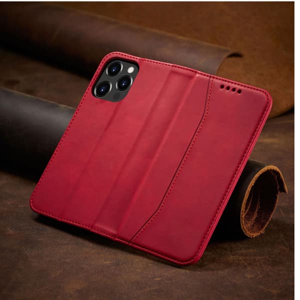 Magnetiskt Elegant Fodral för iPhone 14 Plus - Rött Flipplåda/ P