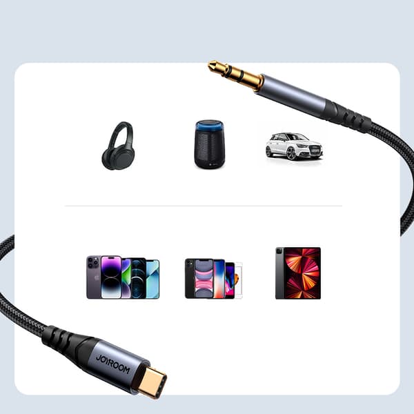 Joyroom Audioöverföringskabel SY-A07 3/5 mm mini jack/USB-C 1/2m