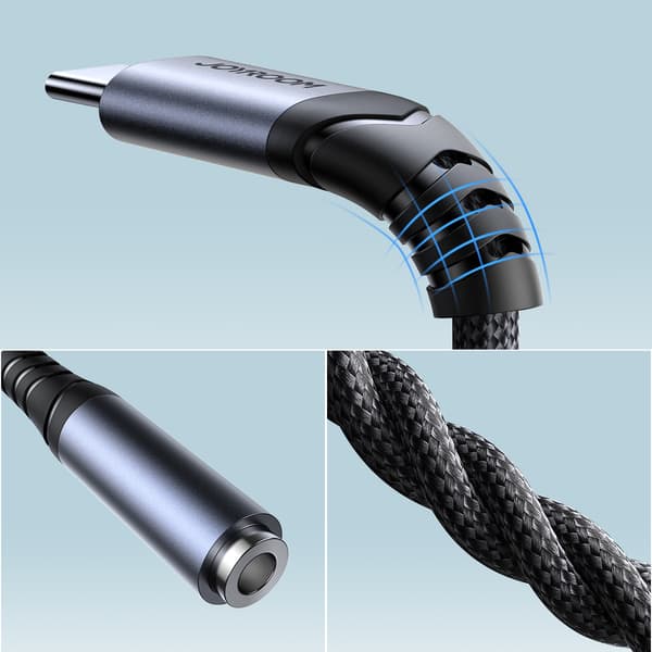 Joyroom SY-C01 USB-C till 3/5 mm mini-jack Adapter - svart