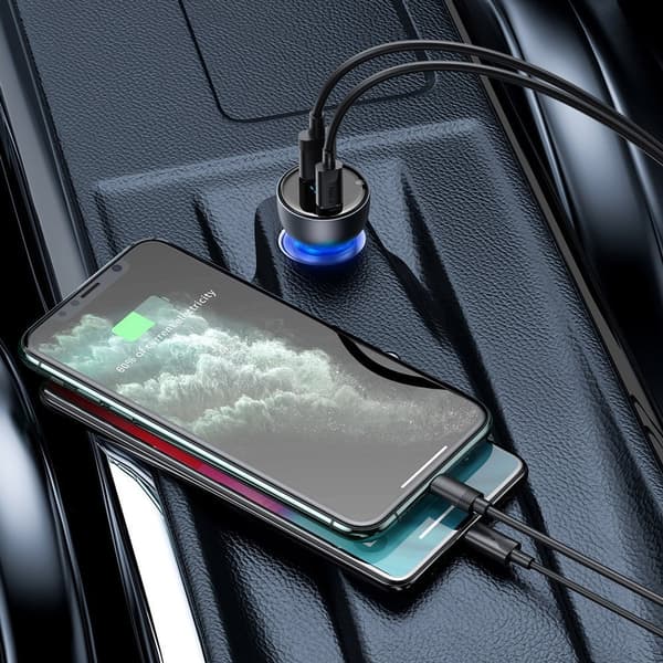Baseus Bil Laddare USB/Typ-C 65W 5A SCP Quick Charge 4.0+ Power