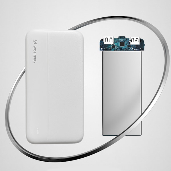 Wozinsky Strömbank Li-Po 10000mAh Dubbel USB Vit (WPBWE1)