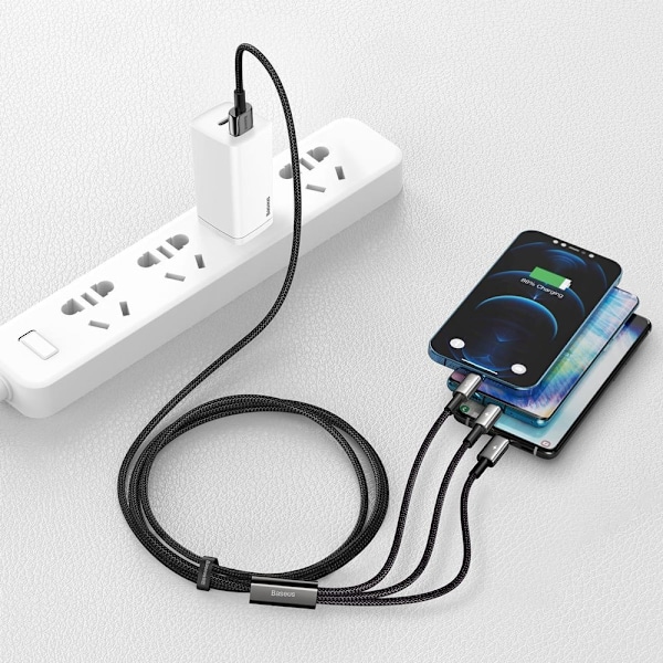 Basus Tungsten 3-i-1 USB-kabel - Typ C / Lightning / micro USB/