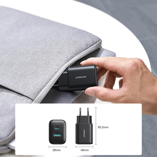 Joyroom JR-TCF13 Väggladdare USB-C/USB-A 25W SFC/PPS/PD - Svart