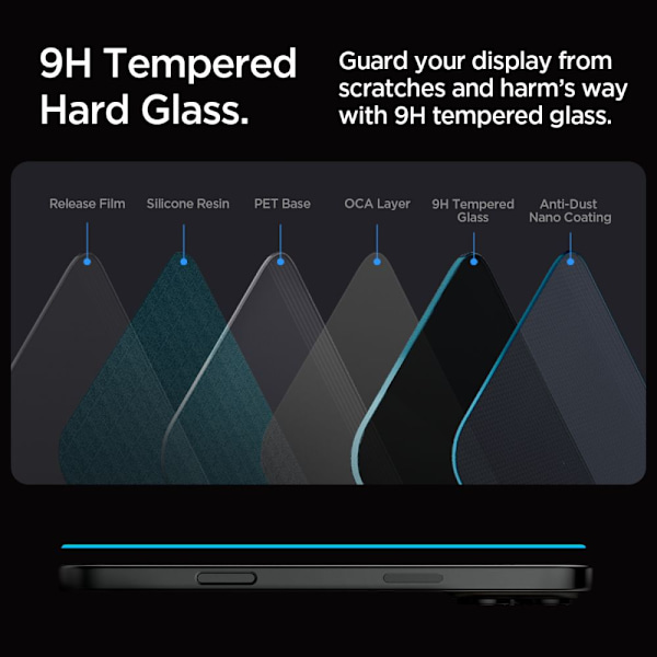 Spigen Glas.tR EZ Fit Integritet Härdat Glas för iPhone 16 Pro M