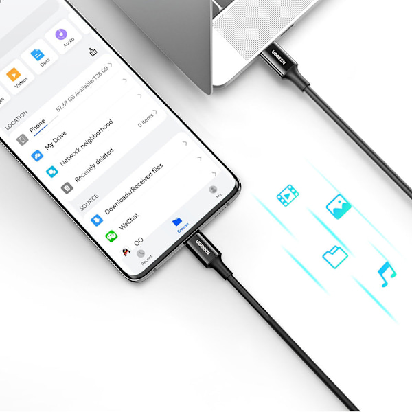 Ugreen USB-C till USB-C Kabel/ 1 meter/ Vit (US300)