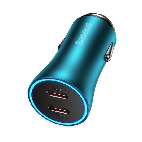 Baseus Golden Contactor Pro bil-laddare 2x USB-C 40W blå (CGJP00