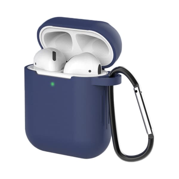 Silikonfodral för AirPods 2/1 med karbinhake - Blå