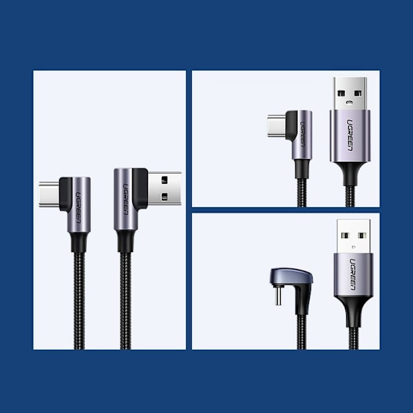 Ugreen Vinklad USB-kabel - USB Typ C Quick Charge 3.0 QC3.0 3A 1