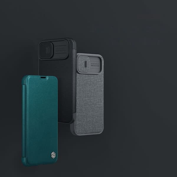 Nillkin Qin Cloth Pro Fodral för iPhone 14 Plus – Blått Flippfod