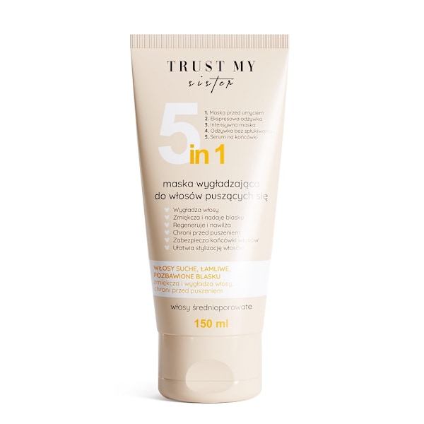 Trust My Sister 5-in-1 Hiusten Hoitomaski Keskikokoisille Huokosille, 150 ml