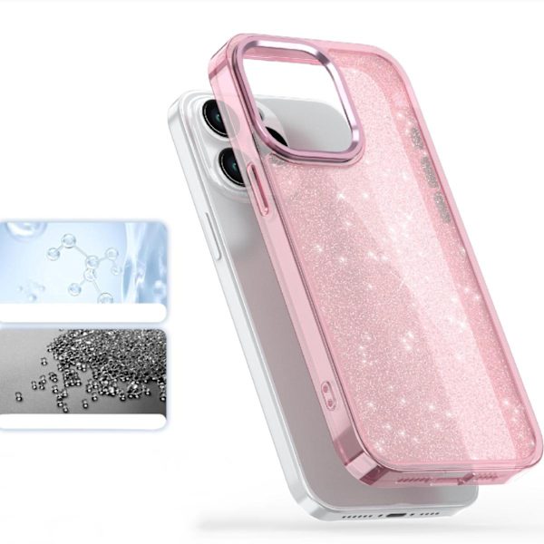 Glitterfodral för iPhone 16 Pro - Rosa med glittereffekt