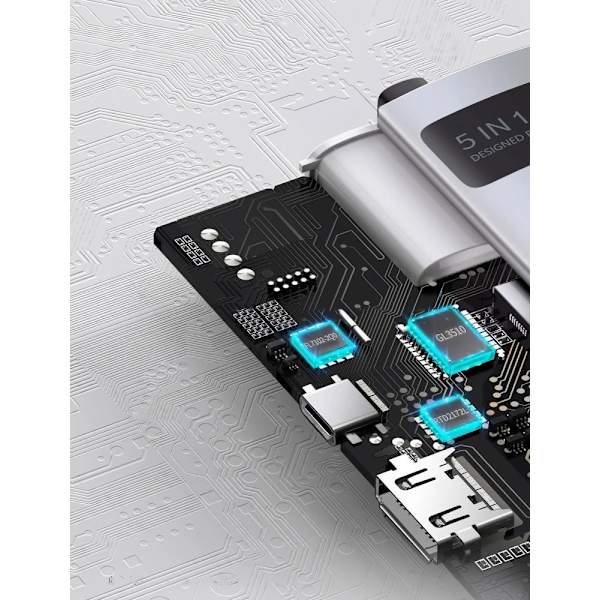 Baseus Metal Gleam 5-i-1 Multifunktionell USB-C HUB - USB-C PD 1