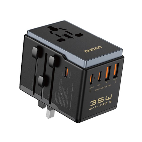 Dudao A35Pro Reseladdare 35W Multiport EU/UK/AUS/US/JP 3x USB-C