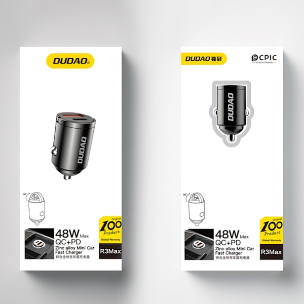 Dudao R3MAX 48W Snabbladdande Biladapter QC PD - Svart