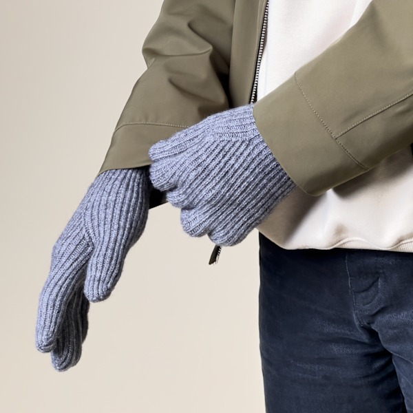 Stickade Telefonhandskar med Fingeröppningar - Grå