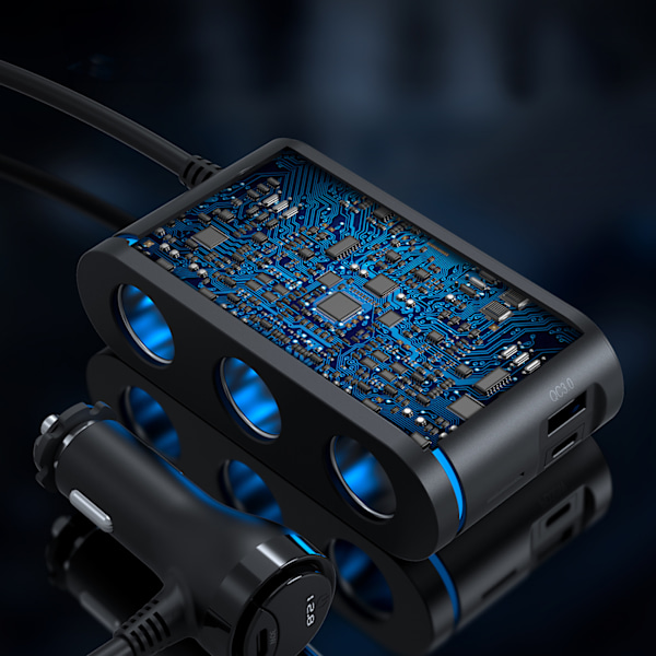 Choetech TC0021 Billaddare med 2x USB-C PD & 1x USB-A QC och 3 c
