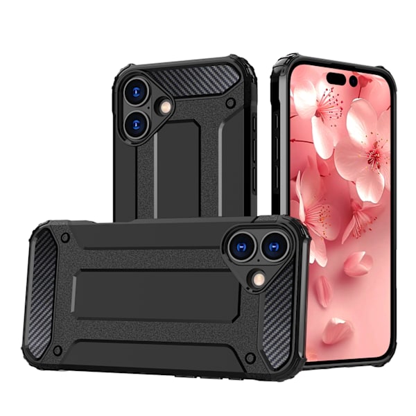 Robust Hybrid Armor-fodral för iPhone 16 Plus - Svart