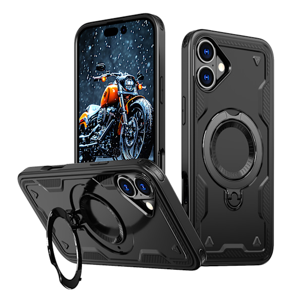 Hybrid Armor Trendy Etui med MagSafe til iPhone 16 - Sort