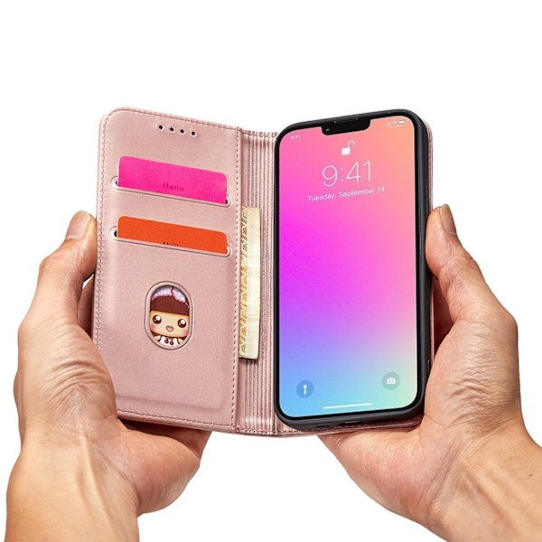 iPhone 14 Pro Magnetisk Plånboksväska med Flip Stativfunktion –