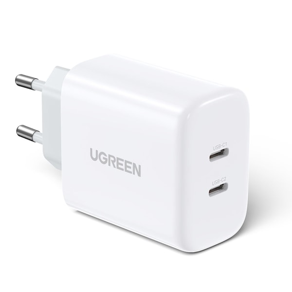 Ugreen USB-C Väggladdare 40W/ Dual Port/ Power Delivery/ Vit (10