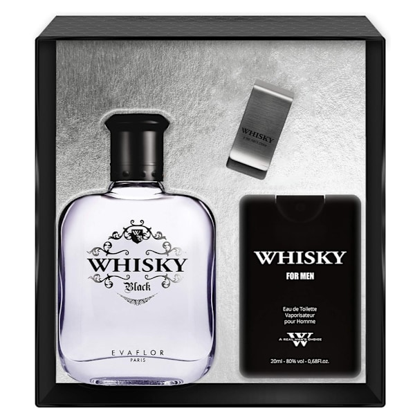 Evaflor Whisky Black Eau de Toilette Set: 100 ml + 20 ml med Läd