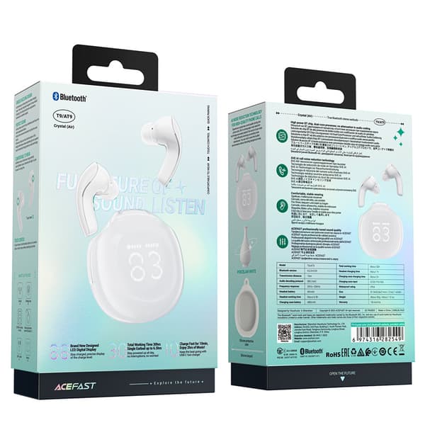 Acefast T9 Trådlösa Hörlurar Bluetooth 5.3 In-Ear - Vit